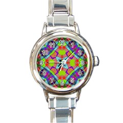 Farbenpracht Kaleidoscope Pattern Round Italian Charm Watch by Semog4