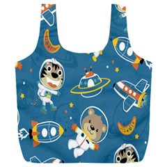 Seamless Pattern Funny Astronaut Outer Space Transportation Full Print Recycle Bag (xxl) by Semog4