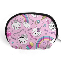 Beautiful Cute Animals Pattern Pink Accessory Pouch (medium) by Semog4