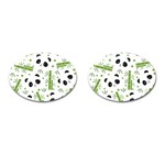 Giant Panda Bear Green Bamboo Cufflinks (Oval) Front(Pair)