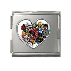 Mural Graffiti Paint Mega Link Heart Italian Charm (18mm) by Salman4z