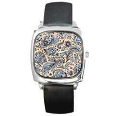 Texture Ornament Paisley Square Metal Watch by Salman4z