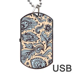 Texture Ornament Paisley Dog Tag Usb Flash (two Sides) by Salman4z