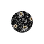 White And Yellow Floral And Paisley Illustration Background Golf Ball Marker (4 pack) Front