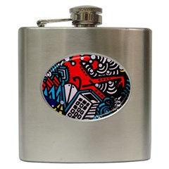 Multicolored Doodle Art Street Art Hip Flask (6 Oz) by Salman4z