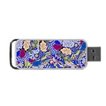 Blue Yellow Background Pattern Vector Texture Paisley Portable USB Flash (One Side) Front