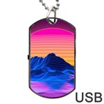 Sun Ultra Artistic 3d Illustration Sunset Dog Tag USB Flash (Two Sides) Front