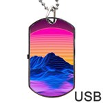 Sun Ultra Artistic 3d Illustration Sunset Dog Tag USB Flash (Two Sides) Back