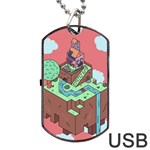 Minimal Digital Cityscape Dog Tag USB Flash (Two Sides) Front