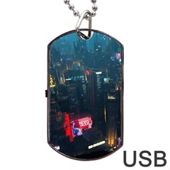 Cityscape Digital Art Dog Tag Usb Flash (two Sides) by Salman4z