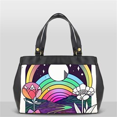 Rainbow Fun Cute Minimal Doodle Drawing Art Oversize Office Handbag by Jancukart