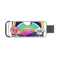 Rainbow Fun Cute Minimal Doodle Drawing Art Portable Usb Flash (one Side) by Jancukart