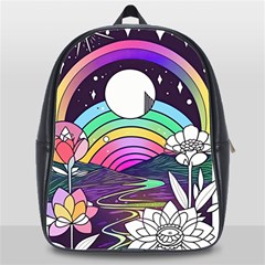 Rainbow Fun Cute Minimal Doodle Drawing Art School Bag (xl) by Jancukart