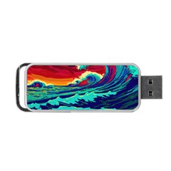 Tsunami Waves Ocean Sea Nautical Nature Water 9 Portable Usb Flash (one Side) by Jancukart