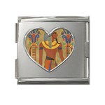 Egyptian Tutunkhamun Pharaoh Design Mega Link Heart Italian Charm (18mm) Front