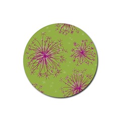 Dandelion Flower Background Nature Flora Drawing Rubber Round Coaster (4 Pack) by Uceng