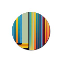 Colorful Rainbow Striped Pattern Stripes Background Rubber Round Coaster (4 Pack) by Uceng