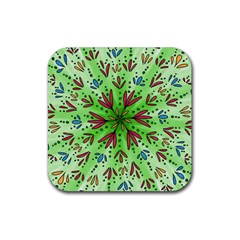 Flower Mandala Art Drawing Spring Background Rubber Coaster (square) by Uceng