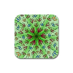 Flower Mandala Art Drawing Spring Background Rubber Square Coaster (4 Pack) by Uceng