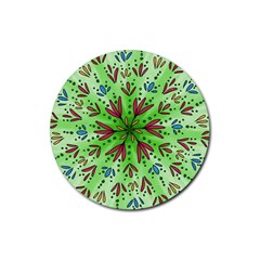 Flower Mandala Art Drawing Spring Background Rubber Coaster (round) by Uceng