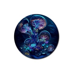 Fantasy People Mysticism Composing Fairytale Art 3 Rubber Round Coaster (4 Pack) by Uceng