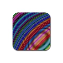 Multicolored Stripe Curve Striped Background Rubber Square Coaster (4 Pack) by Uceng