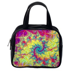 Fractal Spiral Abstract Background Vortex Yellow Classic Handbag (one Side) by Uceng