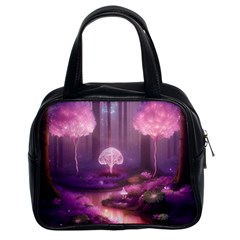 Trees Forest Landscape Nature Neon Classic Handbag (two Sides) by Uceng