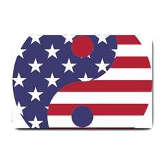 Yang Yin America Flag Abstract Art Asian Balance Small Doormat by Wegoenart