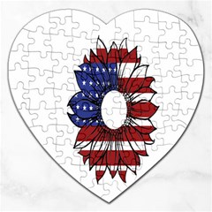 Us Flag Flower Sunshine Flag America Usa Jigsaw Puzzle (heart) by Wegoenart