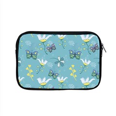 Butterflies Flowers Blue Background Spring Pattern Apple Macbook Pro 15  Zipper Case by Ravend