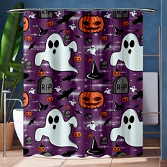 Pumpkin Ghost Witch Hat Halloween Sketch Holiday Shower Curtain 60  X 72  (medium)  by Ravend