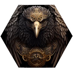 Eagle Ornate Pattern Feather Texture Wooden Puzzle Hexagon by Ravend