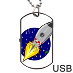 Rocket Ship Launch Vehicle Moon Dog Tag USB Flash (Two Sides) Back