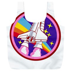 Badge Patch Pink Rainbow Rocket Full Print Recycle Bag (xxl) by Salman4z