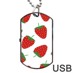 Seamless Pattern Fresh Strawberry Dog Tag Usb Flash (two Sides) by Salman4z