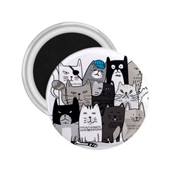 Cute Cat Hand Drawn Cartoon Style 2 25  Magnets by Salman4z