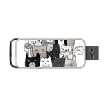 Cute Cat Hand Drawn Cartoon Style Portable USB Flash (Two Sides) Front