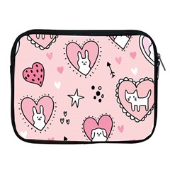 Cartoon Cute Valentines Day Doodle Heart Love Flower Seamless Pattern Vector Apple Ipad 2/3/4 Zipper Cases by Salman4z