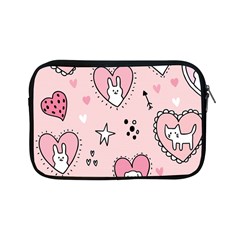 Cartoon Cute Valentines Day Doodle Heart Love Flower Seamless Pattern Vector Apple Ipad Mini Zipper Cases by Salman4z