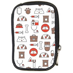 Vector Thin Line Art Vet Seamless Pattern Compact Camera Leather Case by Salman4z
