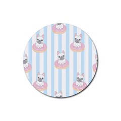 French Bulldog Dog Seamless Pattern Rubber Coaster (round) by Salman4z