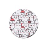 Cute Cat Chef Cooking Seamless Pattern Cartoon Rubber Round Coaster (4 pack) Front