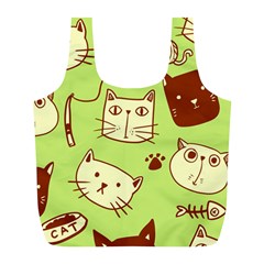 Cute Hand Drawn Cat Seamless Pattern Full Print Recycle Bag (l) by Salman4z