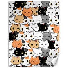 Cute-cat-kitten-cartoon-doodle-seamless-pattern Canvas 12  X 16  by Salman4z