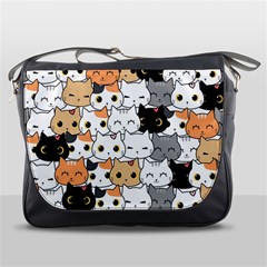 Cute-cat-kitten-cartoon-doodle-seamless-pattern Messenger Bag by Salman4z