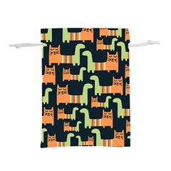 Seamless-pattern-with-cats Lightweight Drawstring Pouch (l) by Salman4z