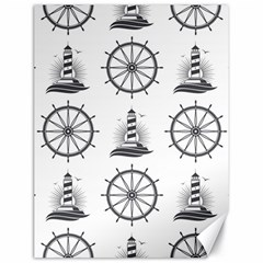 Marine Nautical Seamless Pattern With Vintage Lighthouse Wheel Canvas 18  X 24  by Salman4z