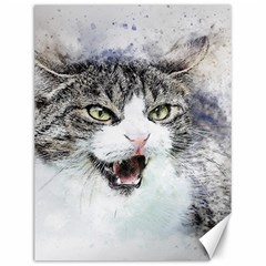 Cat Pet Art Abstract Watercolor Canvas 12  X 16  by Jancukart