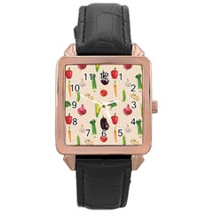 Vegetables Rose Gold Leather Watch  by SychEva